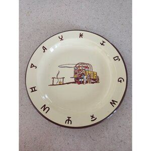 Monterrey Western Ware enamel dinner plate, featuring a classic cowboy chuckwag
